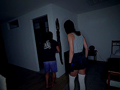 Anainda Hastar swallows a cumshot in a broken into house