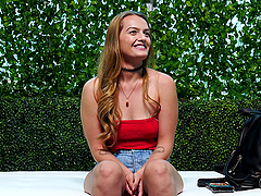 Blonde teen babe Lex pounded doggy style on the casting couch