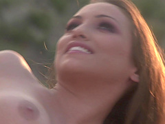 Outdoor lesbian pussy licking with Charlie Laine and Celeste Star