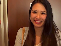 Long haired teen Japanese beauty sucks on a big hard cock