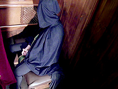 Kinky blonde Tamara Grace sucks her priests cock and gets a cumshot