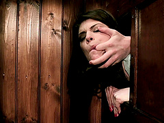 Gorgeous brunette MILF Lucia Love cum sprayed in the confession room