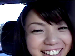 Petite Asian babe Aya Matsuyuki picked up on the street to suck cock