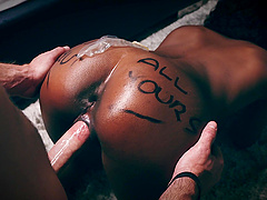 Curvy ebony babe Lola Chanel used and abused by a white guy