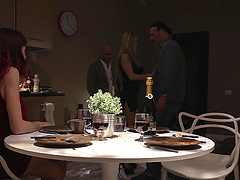 Tattooed MILF babes Lara De Santis and Sofia Star share one fat cock