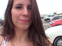 Seductive brunette teen Dacota Rock gets cum on her pierced tongue