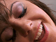 Cute brunette amateur babe Penny Flame gets cum all over her face