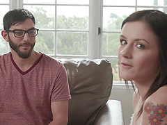 Brunette with a pierced nose Rosalyn Sphinx stuffed in all holes