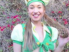 Blonde eighteen year old blonde Taylor Sands creampied in a costume