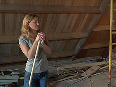 Old bald man seduced by teen babe Jenny into a hard fuck