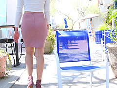 Gorgeous amateur blonde teen Victoria shows off her tits in public