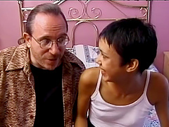 Amateur fucking between an old guy and skinny amateur slut Tamara