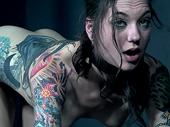 Inked slutty teen babe Rocky Emerson abused in bondage