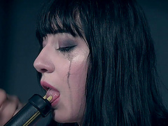 Teen goth babe Charlotte Sartre cries while getting ass abused