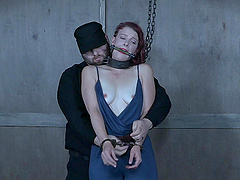 Redhead amateur Kel Bowie tied up and tortured by a pervert