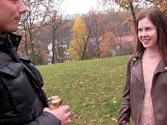 Eighteen year old Russian teen Cassie Fire swallows cum after a fuck