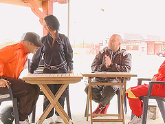 Mira Shine and Destiny suck dicks in an orgy outdoors