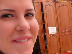 Brunette teen slut Cassie Fire blows dick in a miniskirt POV