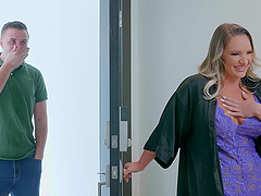 Bombshell blonde slut Cali Carter ass fucked in lingerie