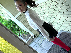 Petite Asian whore Vina Sky gets a messy facial after a rough fuck