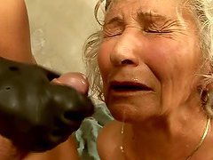 Dungeon sex with a filthy granny that loves cumshots