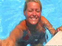 Sophie Moone swims in a cute pool in her birthday suit
