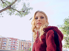 Blonde teen vixen Rebecca Volpetti bounces on cock in stockings