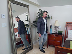 After dick eating Stephanie West jumps on a hard penis on the bed