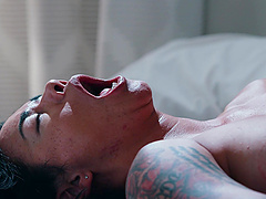 Asian MILF babe Dana Vespoli missionary fucked after a blowjob