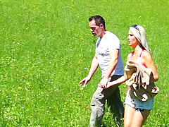 MILF slut Julia Pink makes a guy cum in a glass and she drinks it