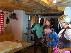 MILF slut Julia Pink makes a guy cum in a glass and she drinks it