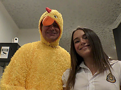 Long haired brunette teen Lana Roy doggy fucked hardcore