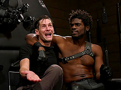Black dude tied up his white friend to torture his dick and balls