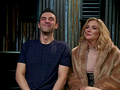 Routh torture session by dominant blonde wife Mona Wales for her hubby