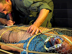 Dirty BDSM torture session for a gay dude by his naughty lover