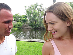 Outdoor fucking on the chair with nice ass blonde Daisy Stone