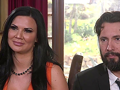 Cougar Jasmine Jae moans while he rams her bum and tortures her tits