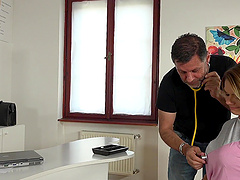 horny doctor decides to fuck his client Lara West on the table