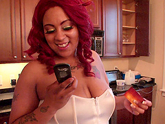 BBW Phoenix Monroe adores jumping on her friend's black boner