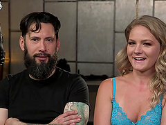 Brutal dude stretches Lisey Sweet's tight holes after tying her up