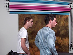 Dirty gay threesome fucking on the bed with a lot of sticky cum