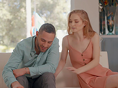 Sweet love making on the sofa with adorable blonde Lana Sharapova