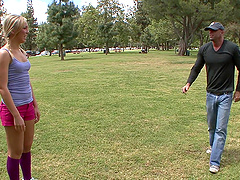 Pretty blonde spreads her legs for a penis while she screams