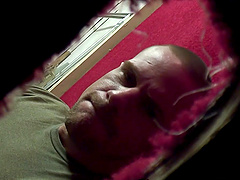 Chris Dano sucks a dick trought the wall before he takes it badly