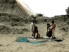 Wild outdoors foursome fucking in the desert - Kyra Black & Angelika Black