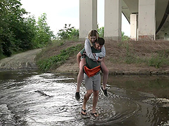 Girlfriend Milena Devi fucked in the back of the car in outdoors