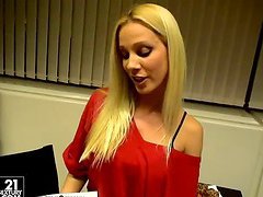 Beautiful Blonde Pornstar Sandy Chatting with Her Fans