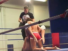 Nude Fight Club backstage video as two hotties fight and fuck