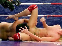 Backstage with Colette and Bailee as they wrestle each other's clothes off