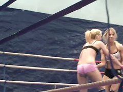 Nikky Thorne & Nataly Von wrestling and shagging at Nude Fight Club